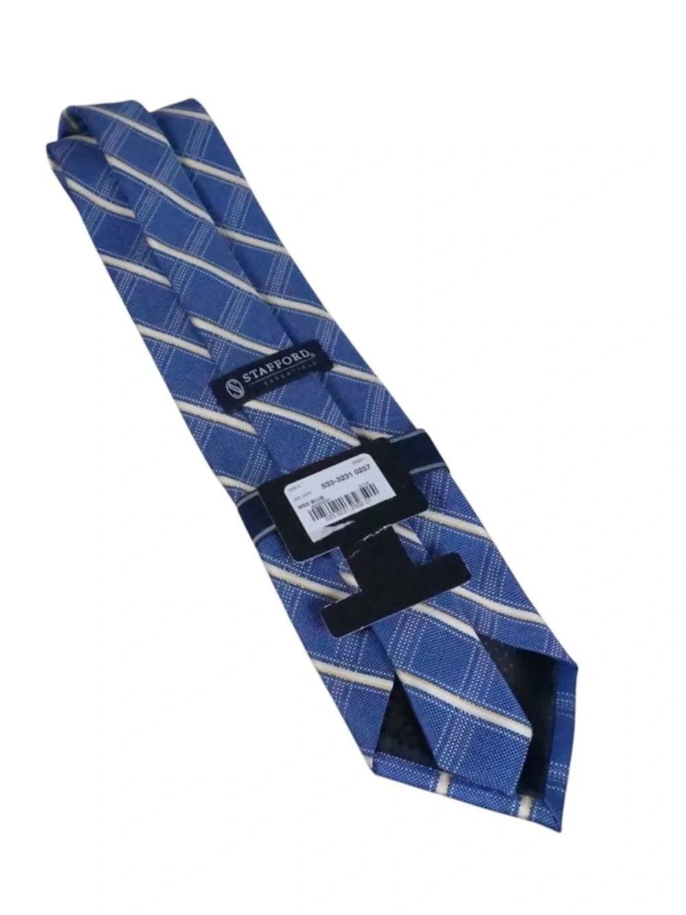 NWT Stafford Blue and Silver Diagonal Stripe Men's Tie